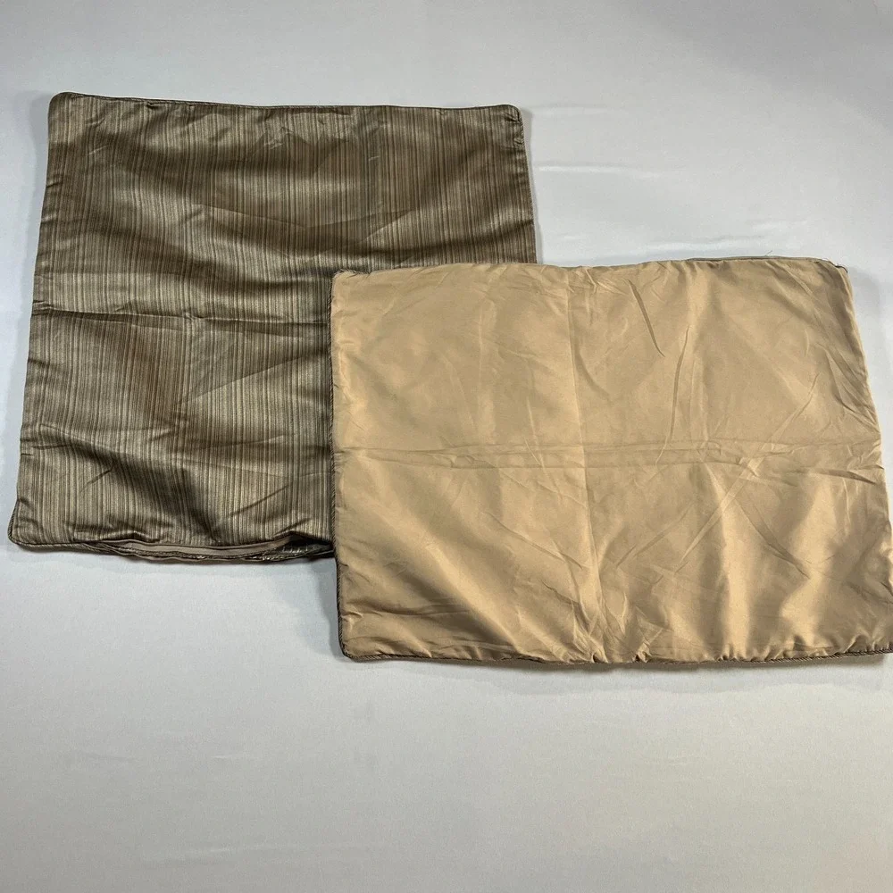 Set Of 2 Five Queen Court Pillowcase Euro Standard Brown Gold Embroidery Luxury